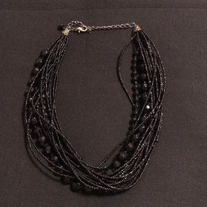 Black onyx multi strand necklace